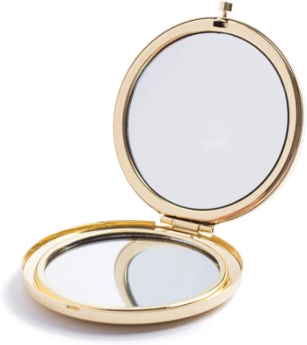Compacte Gouden Reismake-up Spiegel - Dubbelzijdig met 1x en 2x Vergroting