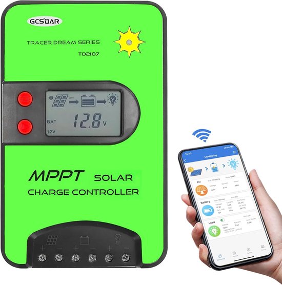 15A MPPT Zonnelaadregelaar 12V/24V met WiFi en APP Bediening - LCD Display voor Zonnepanelen