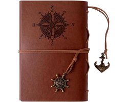 Allecta - A5 Reisdagboek van leer met 150 blanco pagina's - Vintage notitieboek voor reizigers - Ringband dagboek - Cadeau voor reisliefhebbers