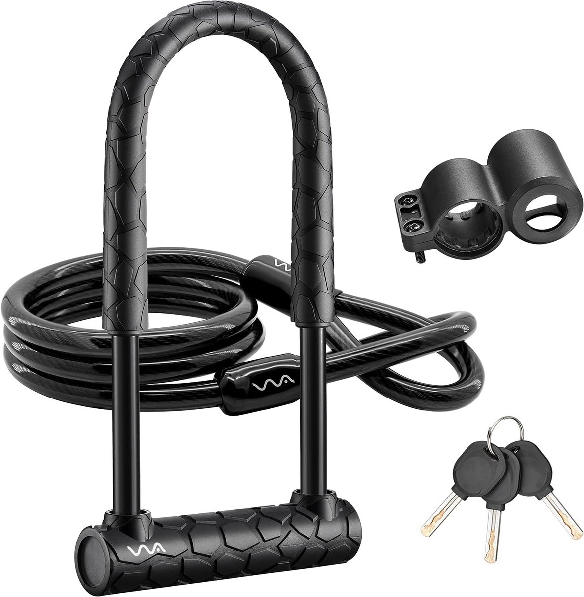 Heavy Duty Fiets U-slot met Beveiligingskabel en Montagebeugel
