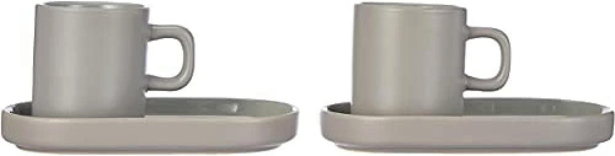 Set van 4 espressokopjes - Aardewerk - Mirage Gray - 0,05 liter