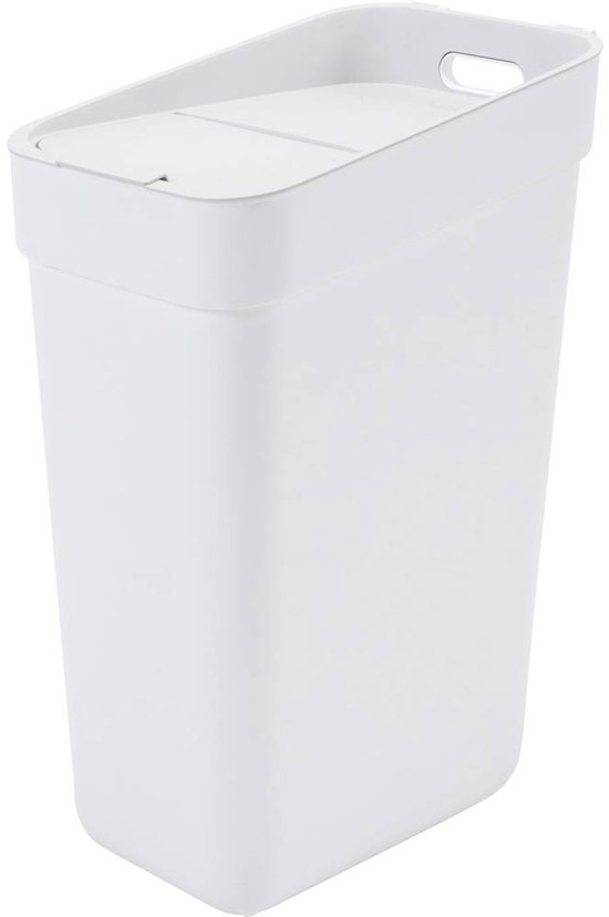 Ready To Collect Afvalemmer met wandhouder voor muur of deur, 30 l, voor keuken, badkamer, wasruimte, 100% gerecycled, wit