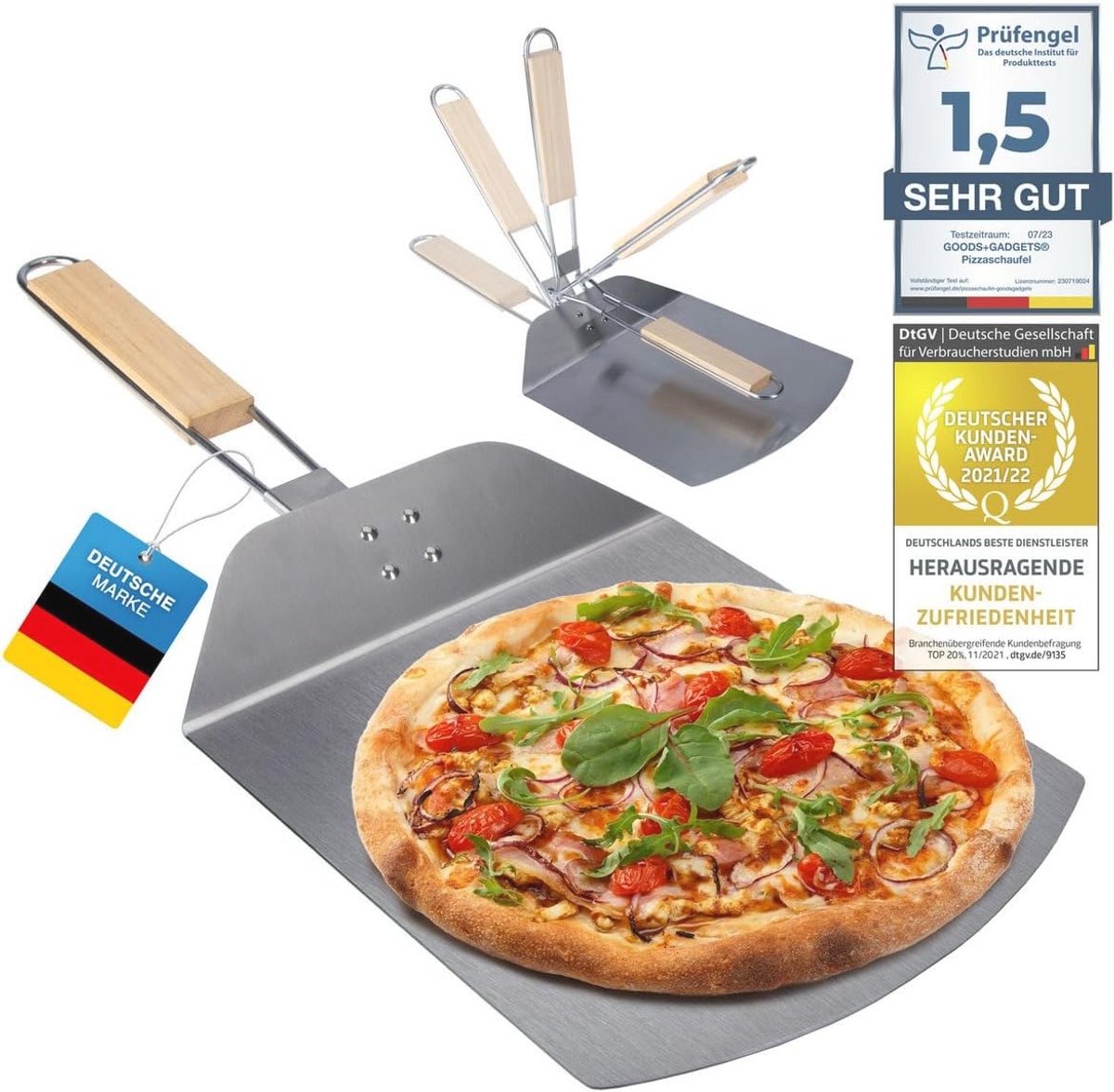 Ruimtebesparende XXL Pizzaschep met Inklapbare Handgreep - Perfect voor Thuisbakken