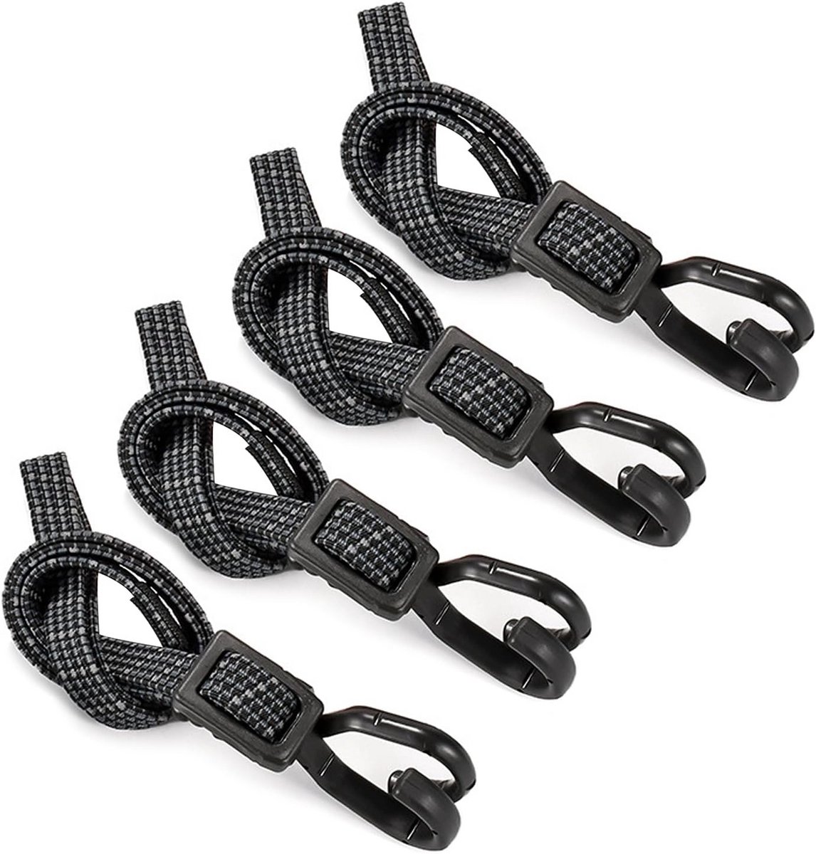 Spanrubber met haken - Set van 4 verstelbare spanbanden van 100 cm - Ideaal voor bagage, zonnezeil en fietsen