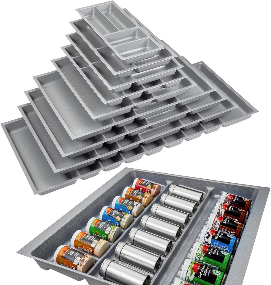 Spice Inlegbak voor Keukenlades - Zilvergrijs 473 x 491 mm