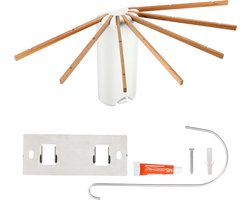 Wanddroogrek - Droogrek Inklapbaar - Wasrek - Droogtoren - Droogrekken - Wit met Bruin