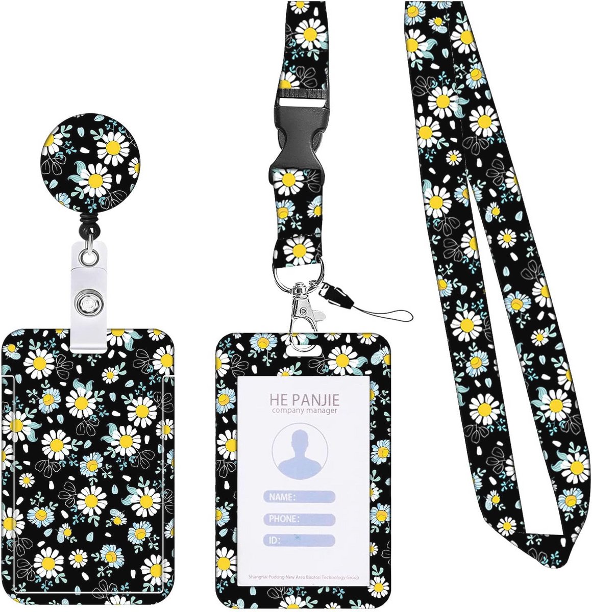 Stylische Lanyard Badgehouder met Kaarthouder voor ID en Telefoon