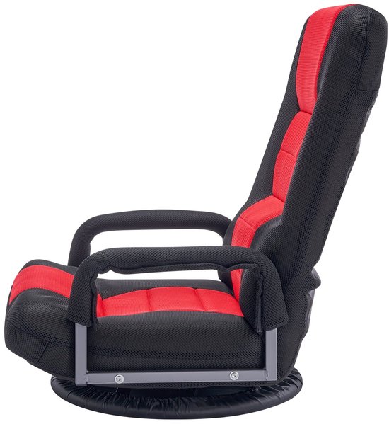 Draaibare Vloerstoel - Zitmeubel - Ontspannen Lezen - 6 Verstelbare Posities - 54 x 66 x 76 cm - Rood Zwart — afbeelding 5