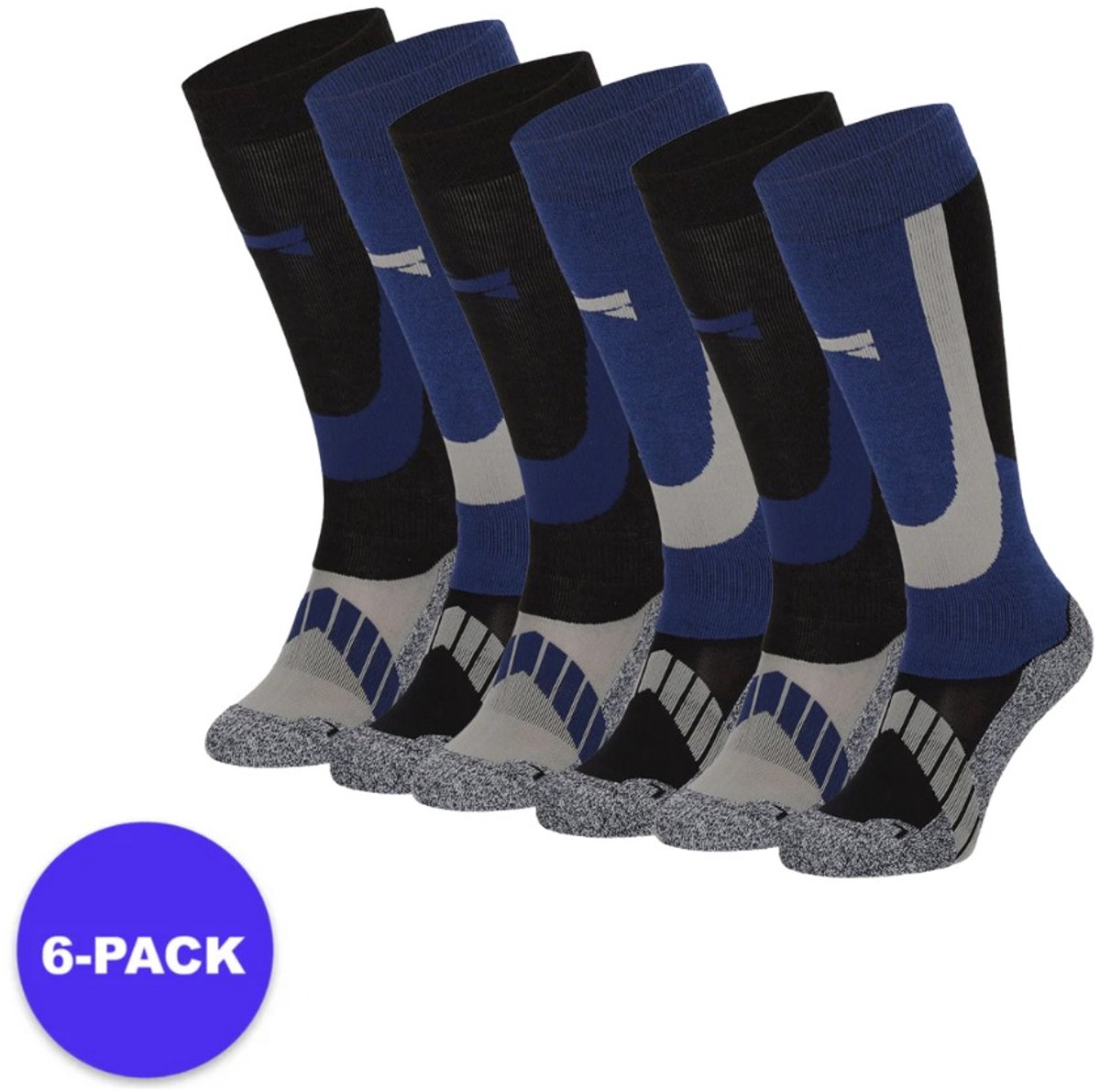 Morethansocks Skisokken unisex 6-paar t/m 48 merino wol ski sokken skisokken heren skisokken dames skisokken Blauw