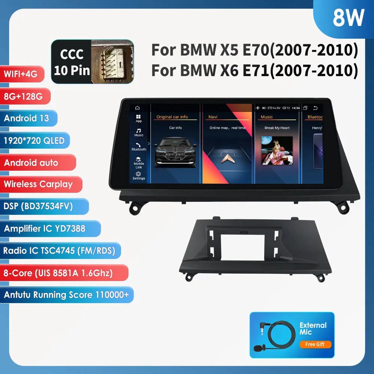 Android Autoradio – Car Multimedia Stereo – Android Car Player – GPS Navigatie – Touchscreen 10,25 Inch – Android 13 – CarPlay & Android Auto Support
