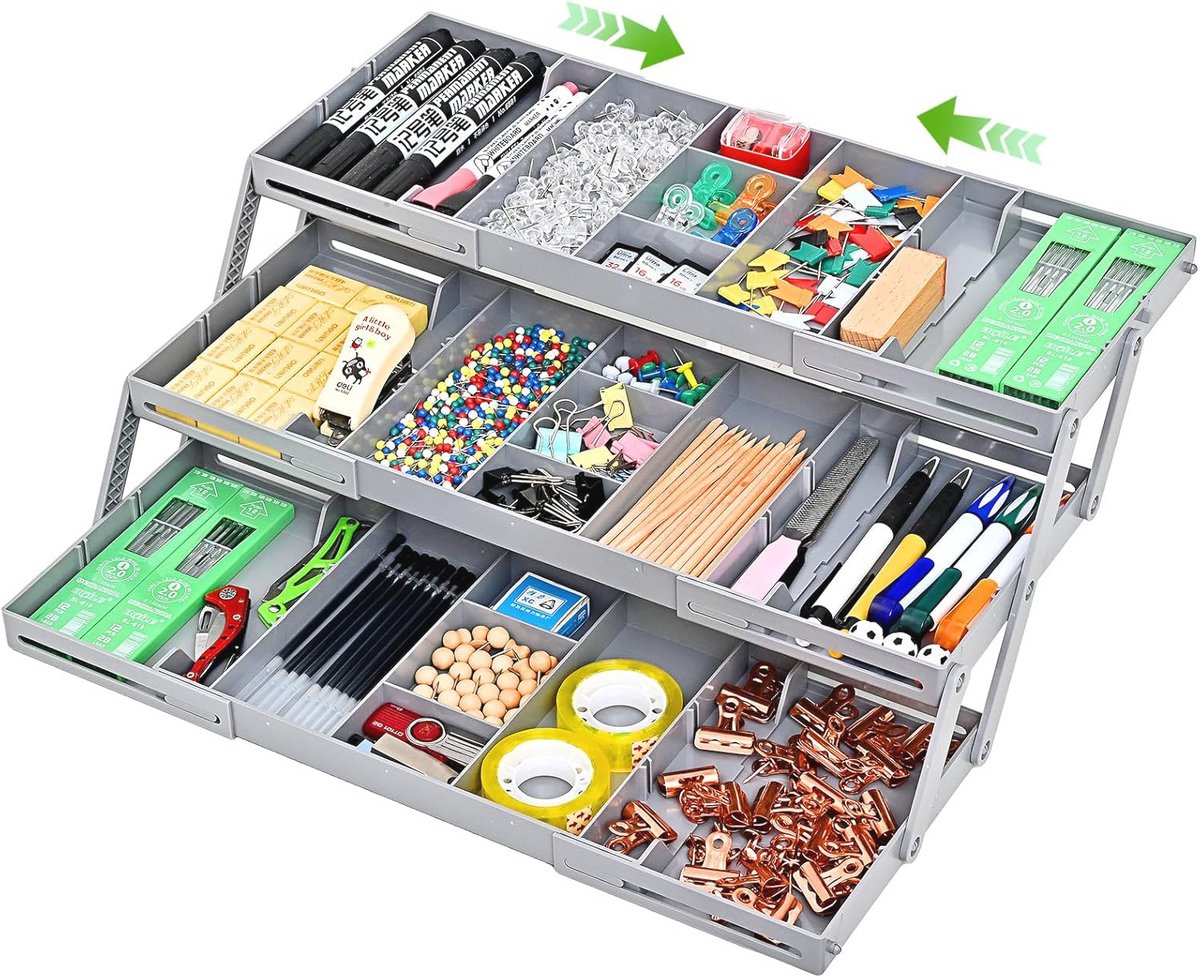 Verstelbare 3-laagse Lade Organizer voor Make-up, Sieraden en Bureau-accessoires