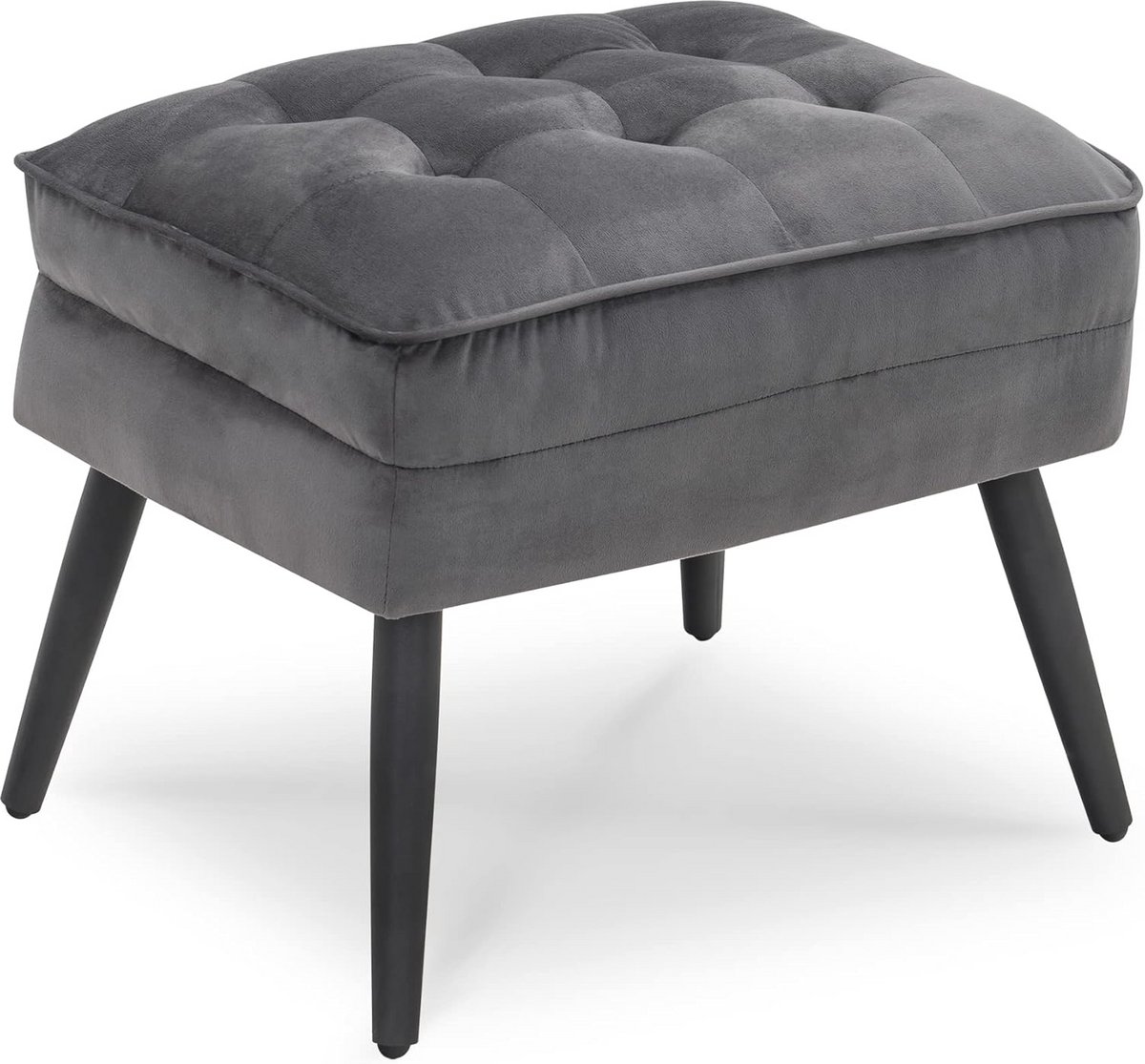 Elegante Fluwelen Poef - Vierkant Voetsteun voor Woonkamer en Slaapkamer - 37 x 40 cm Grijs