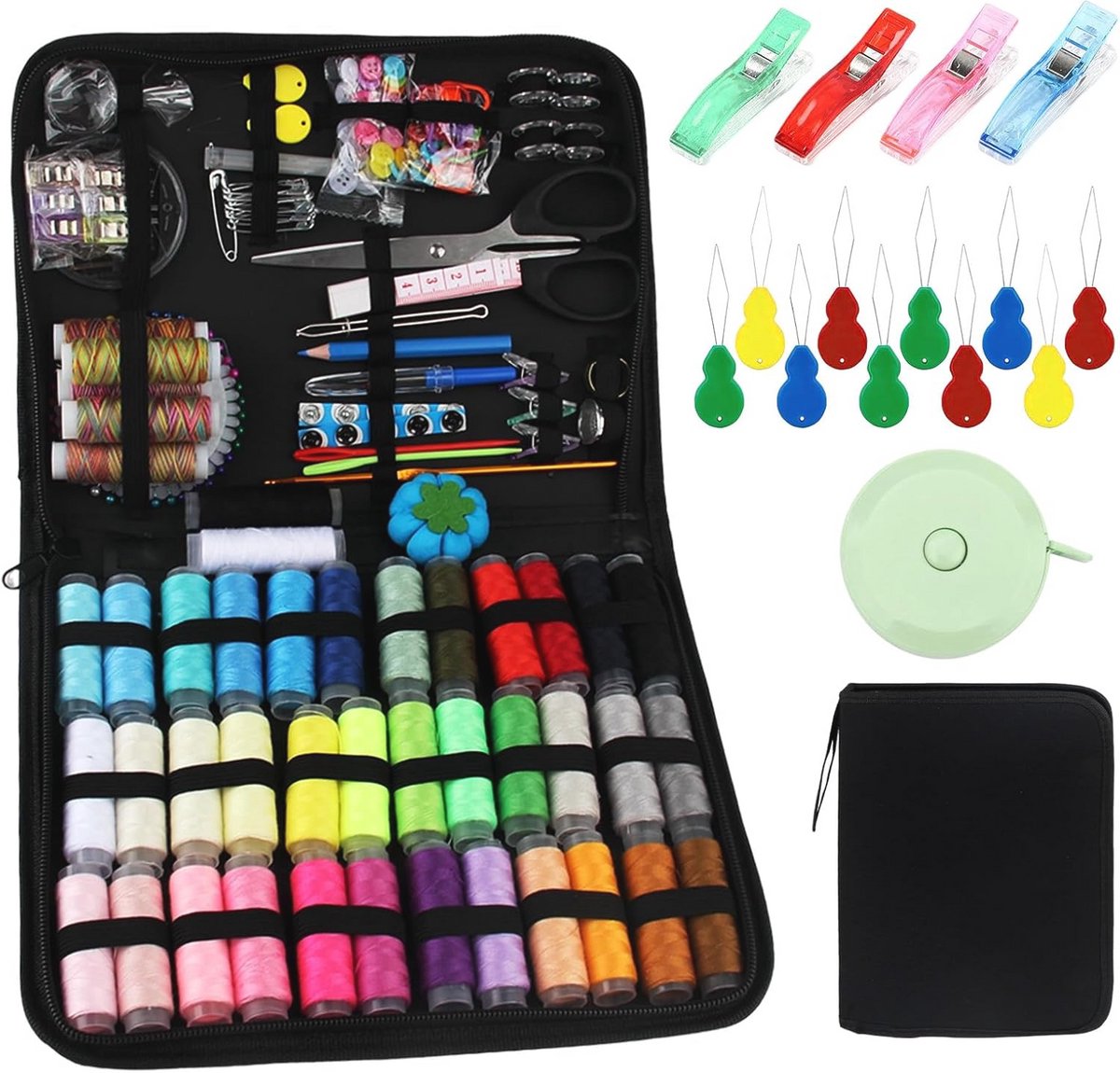241-delige naaiset met garen, naalden en accessoires voor beginners en doe-het-zelvers