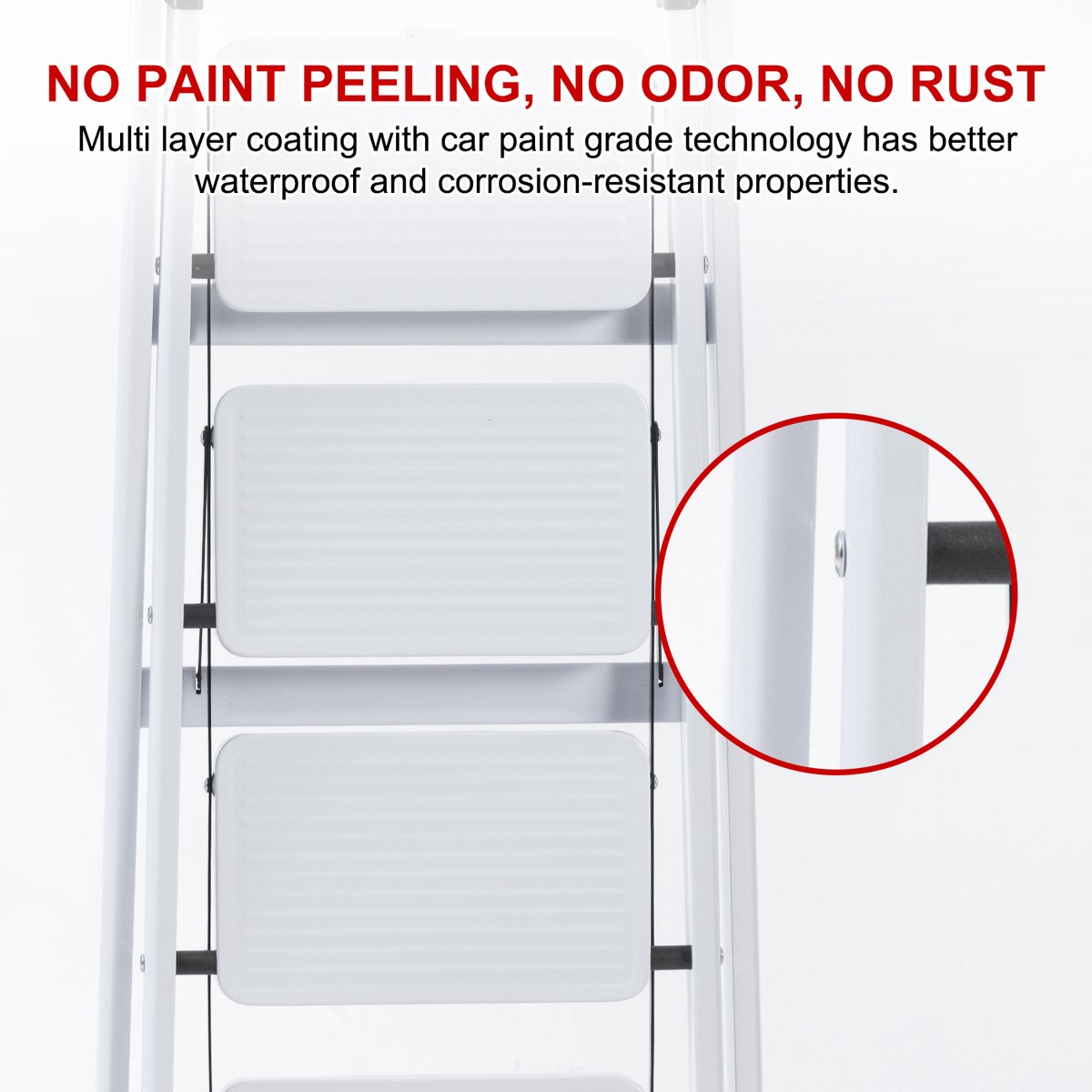 Seven Comfort Huishoudtrap 5 treden - Keukentrap - Opvouwbaar - Trap ladder - Stalen materiaal - 74×47×139cm - Lichtgewicht - Draagvermogen150KG - Wit – foto 5