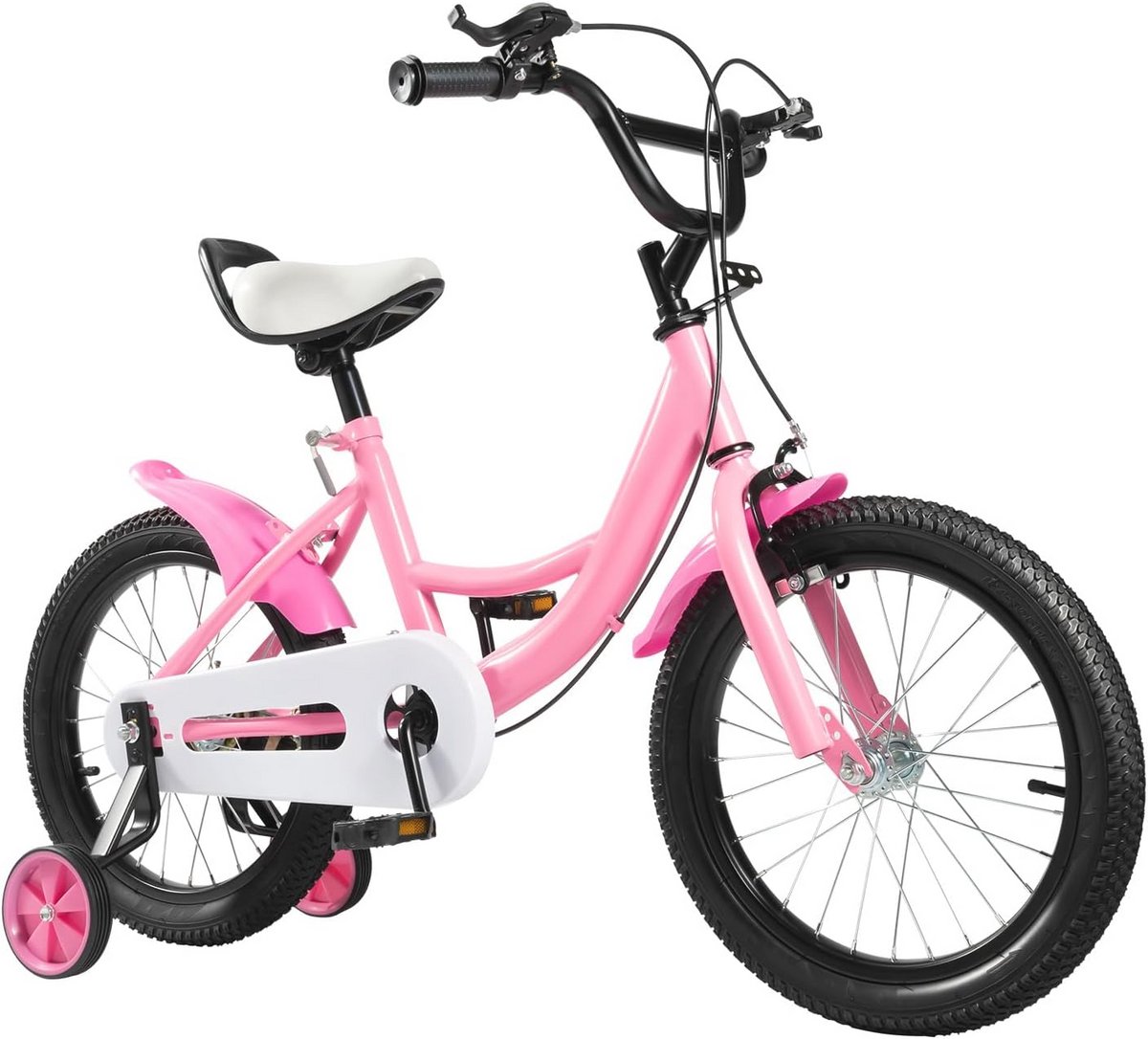 Kinderfiets 16 inch voor jongens en meisjes, verstelbaar met steunwielen, geschikt voor 4-8 jaar