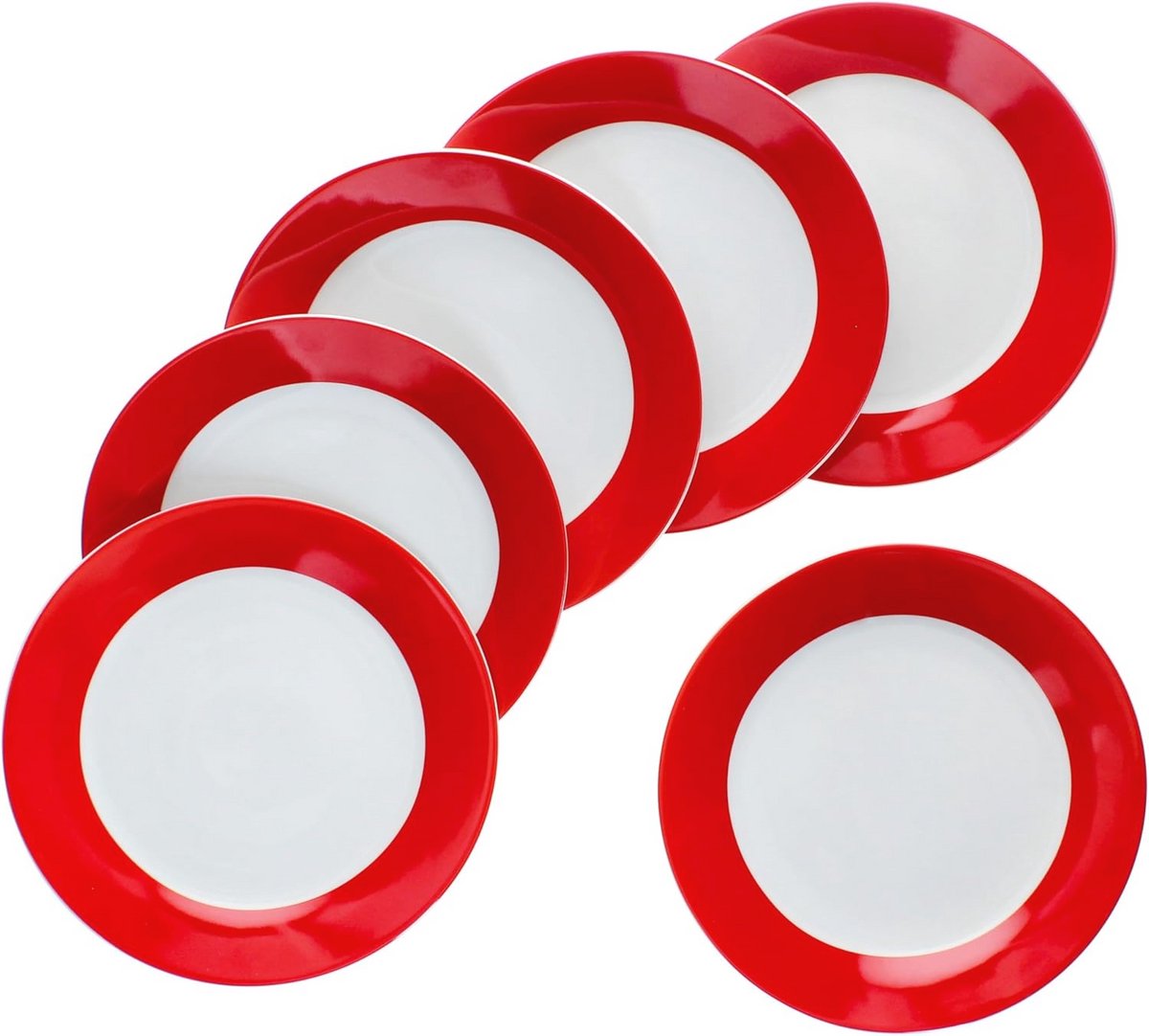 Set van 6 kleurrijke porseleinen taartschalen - Ideaal voor ontbijt, lunch en dessert