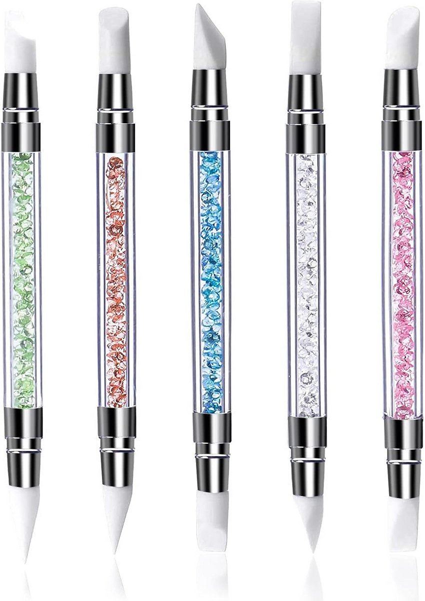 Silicone Nail Brushes Set - 5pcs Dual Tip Manicure Tools for Nail Art
