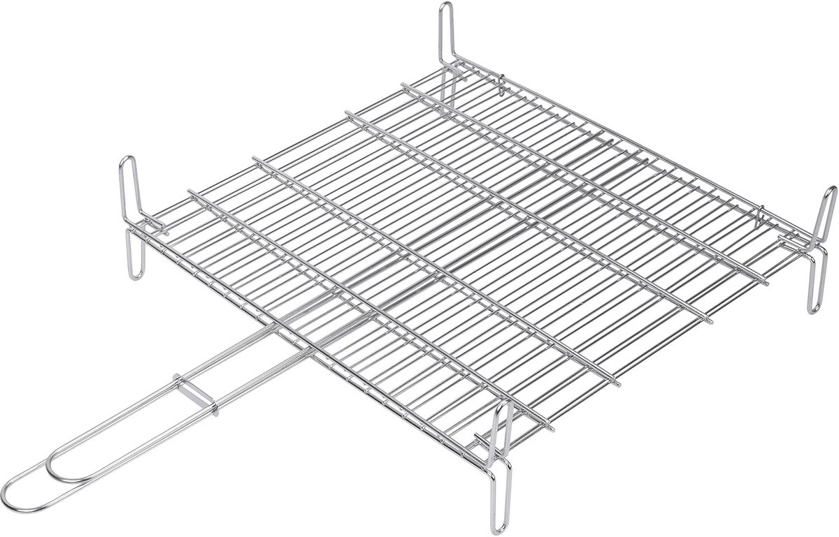 Dubbel RVS Grillrek 50 x 50 cm voor Barbecue - 18/8 Roestvrij Staal