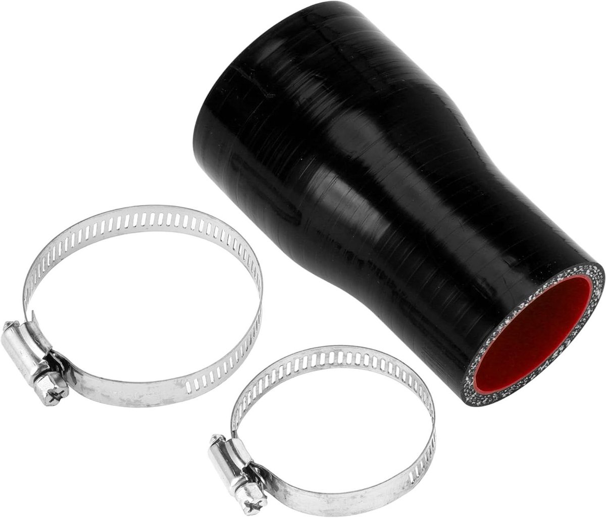 Allecta - Siliconen koelslang set zwart rood auto 38 mm 51 mm 100 mm lengte met klemmen - universeel toepasbaar