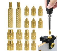 IMPERATORIS® Set Van 16 - M2 M2.5 M3 M4 M5 M6 M8 Kartelmoeren met Binnendraad – Messing Inzetmoeren / Inzetstuk met Schroefdraad – Threaded Inserts Inzetstukken met Schroefdraad voor Kunststof, 3D-Printen en Spuitgieten