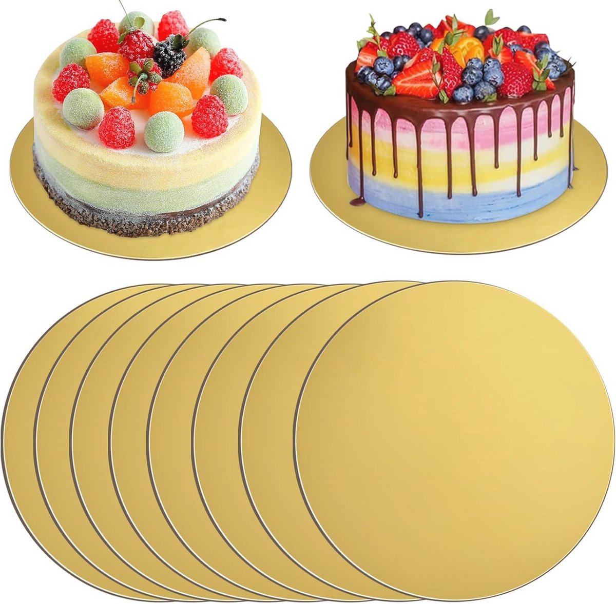 Taartbord Set - 8 Stuks Herbruikbaar Karton Rond 20 cm