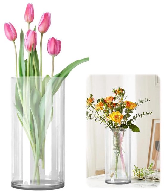 IMPERATORIS® Glazen Vazen / Glazen Flessen – Mini Decoratieve Vaas Flesjes – Helder Glas – Inclusief Strik – 15 x 15 x 30 cm – Transparant
