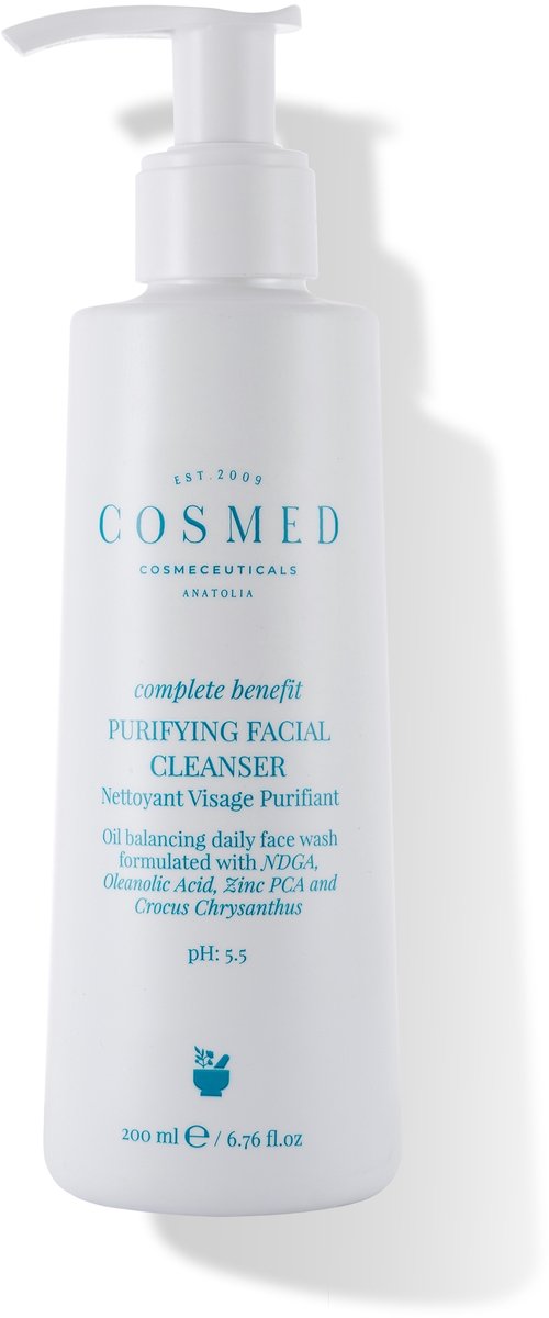 Cosmed Complete Benefit – Purifying Facial Cleanser – Deep Cleansing & Balancing – Zuiverende Gezichtsreiniger – Reinigingsgel voor Vette & Acnegevoelige Huid pH 5.5 – 200 ml