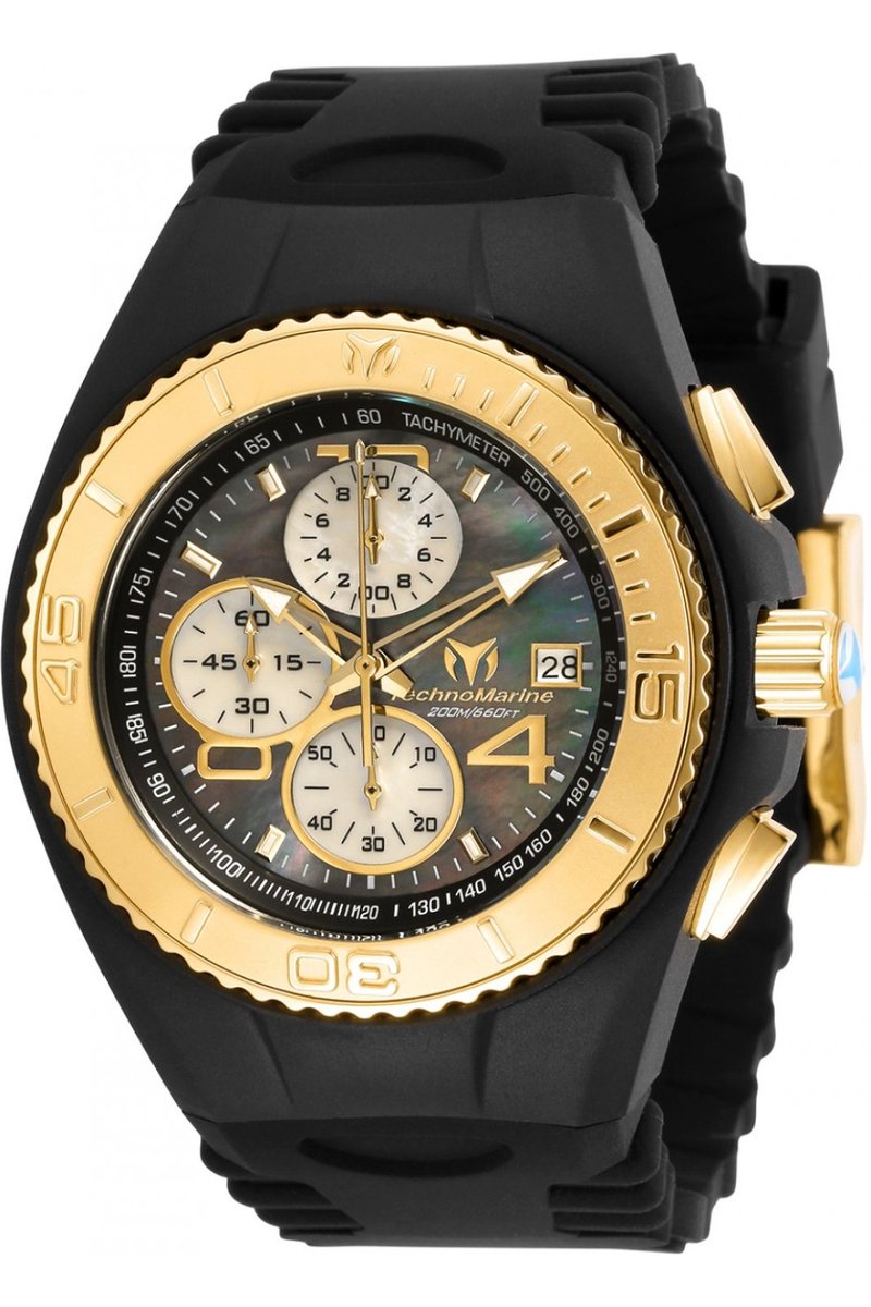 TechnoMarine Cruise TM-115352 Heren Horloge - Waterdicht - Analoog - Quartz Uurwerk - Roestvrij Staal met zwarte Wijzerplaat - 46mm