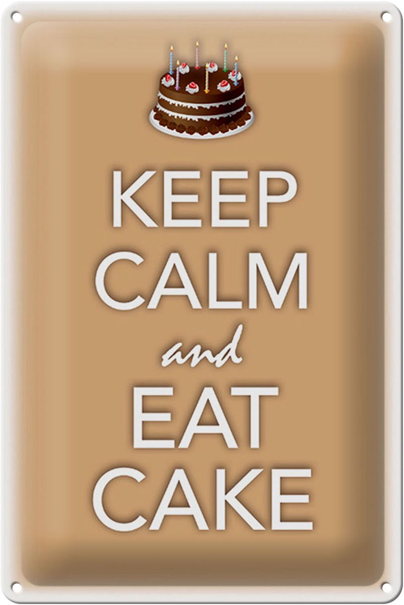Blechschild Spruch 20x30cm Keep Calm and eat cake