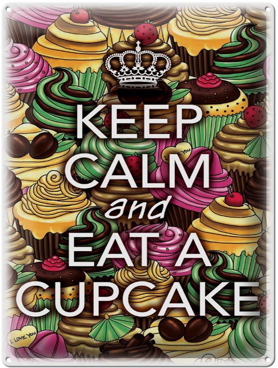 Blechschild Spruch 30x40cm Keep Calm and eat a Cupcake