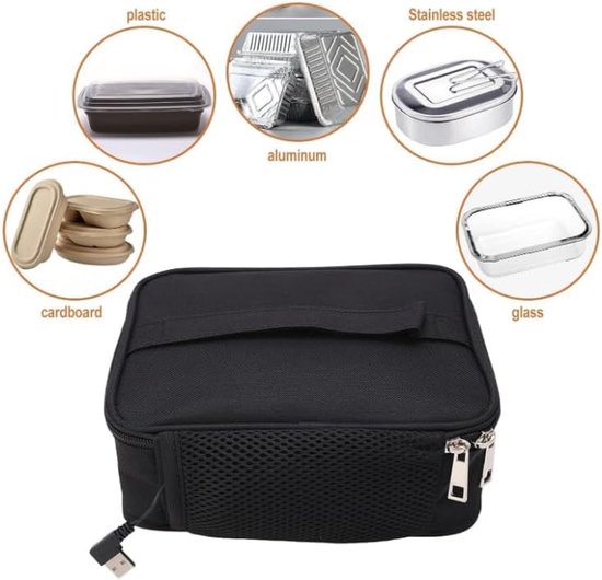 Verwarmde Lunchbox Draagbare Oven - USB-verwarming Magnetron Voedselverwarmer Elektrische Lunchtas Met Aluminiumfolievoering Voor Kantoorwerk Pick van Merkloos — afbeelding 4