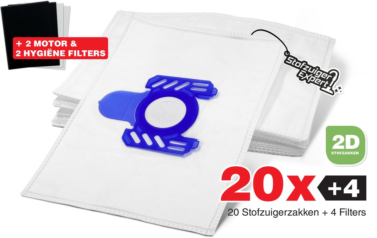 20+4 Stofzuigerzakken set Geschikt voor AEG - Totaal 20 stofzakken & 4 Filters meegeleverd - Geschikt voor O.a. AEG 5000 series - GR.28