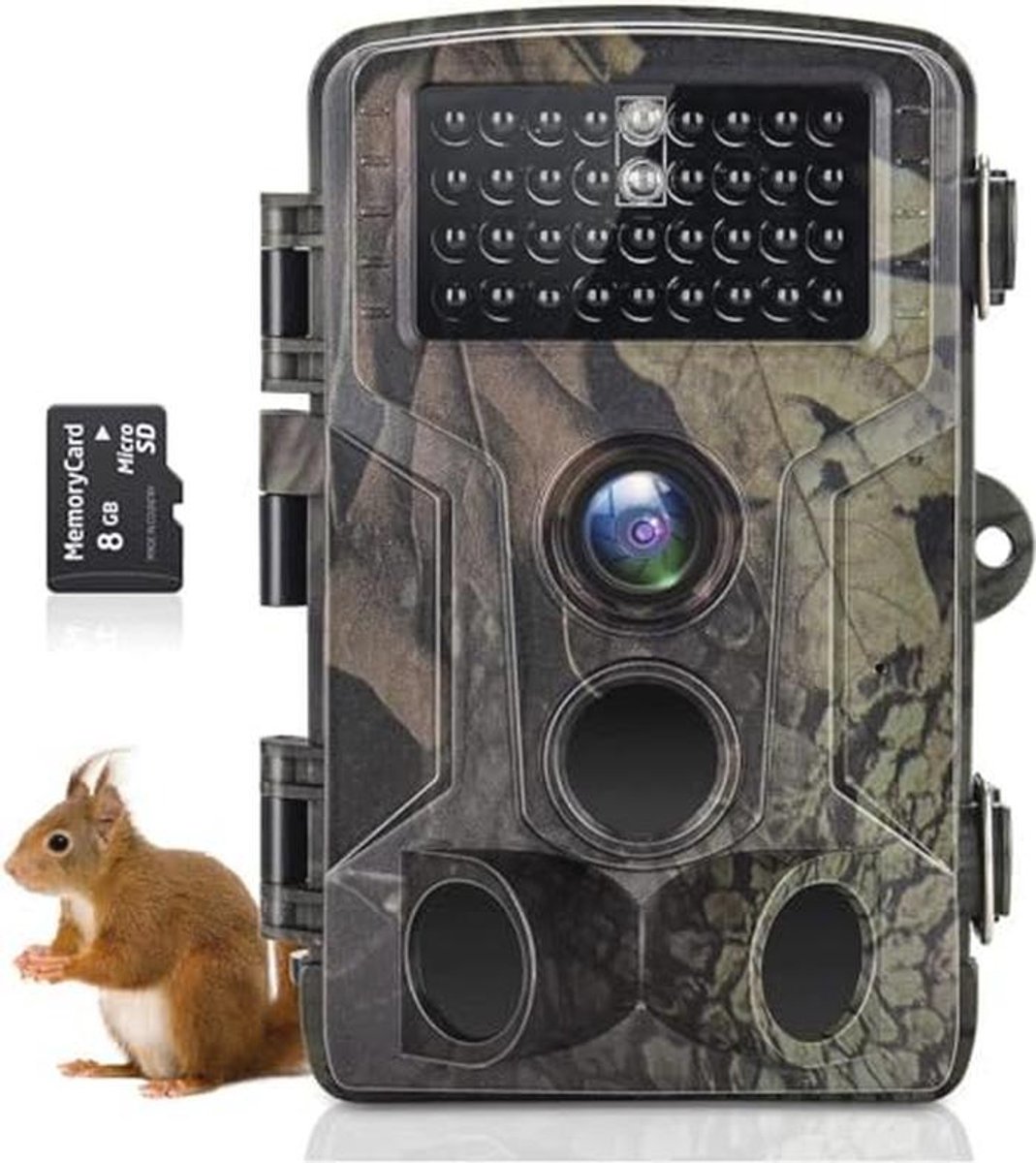 Jachtcamera 50 MP met 4K Opname, Infrarood Nachtzicht, IP65 Waterdicht, Tot 25 Meter Nachtzicht, Bewegingsgeactiveerd met 32 GB SD-kaart