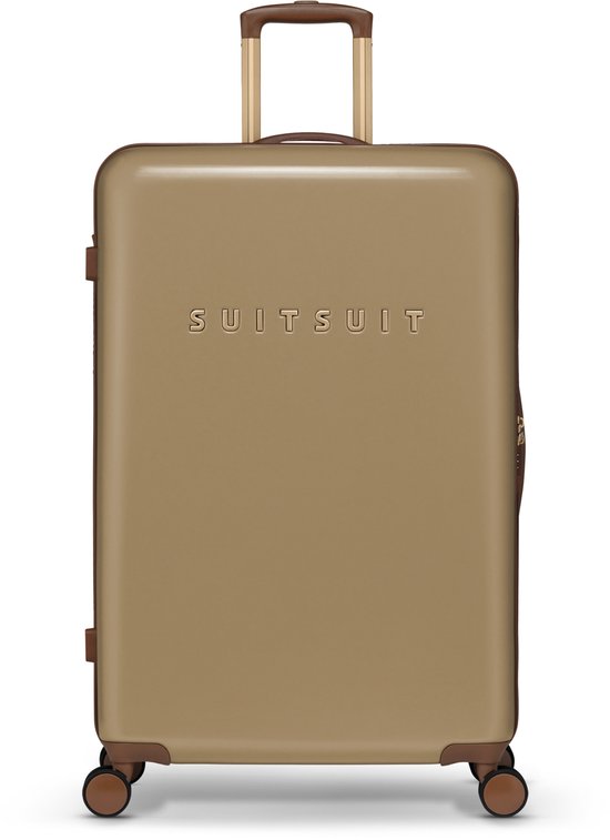 SUITSUIT Reiskoffer 76x51x28 - Reiskoffer met wielen - Veilig TSA Cijferslot - Lichtgewicht koffer - Reiskoffer groot - 94L - Fab Seventies koffer Cuban Sand - Bruin