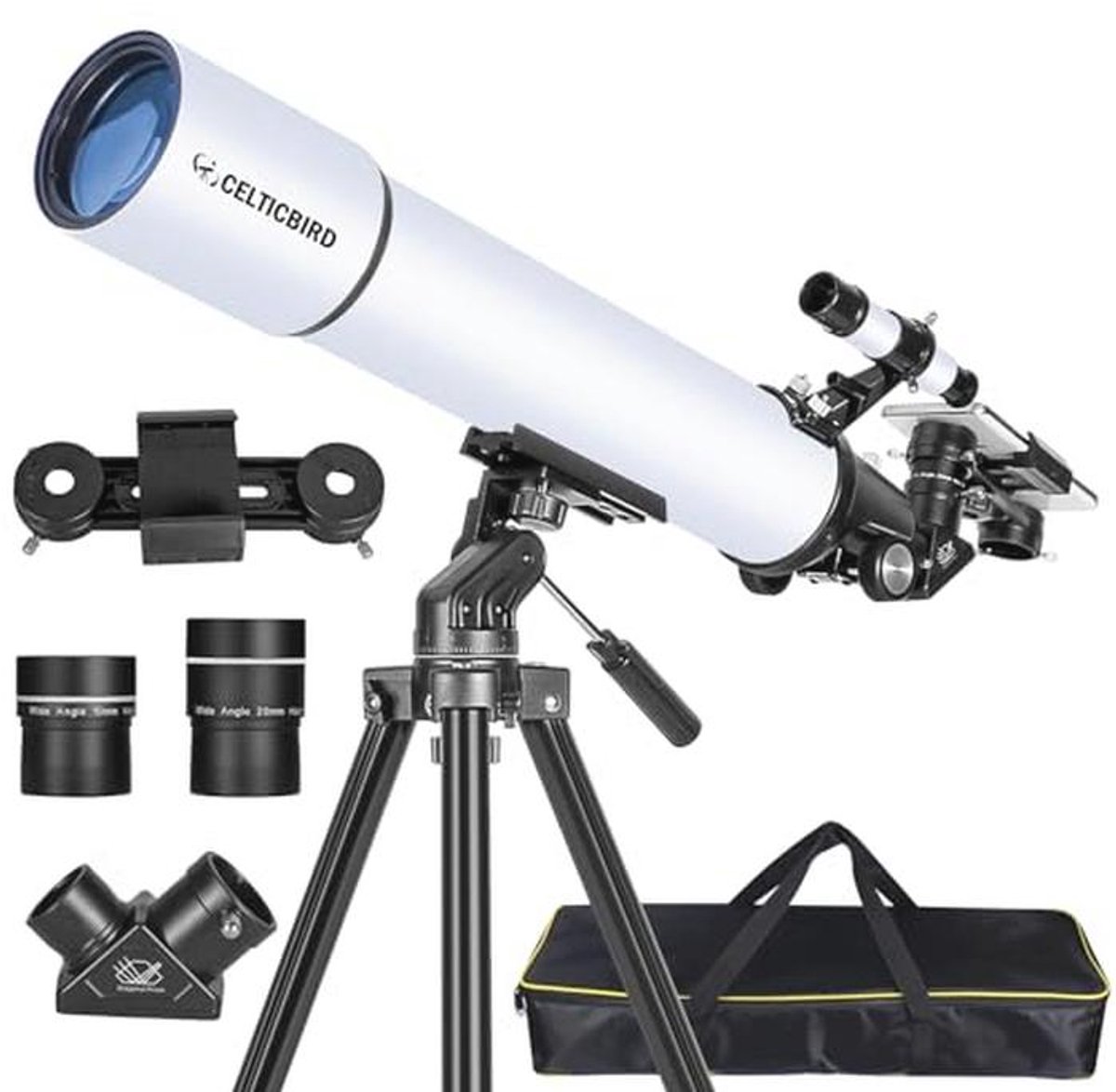 80 mm Refractor Telescoop voor Volwassenen - Krachtige Reistelescoop voor Beginners