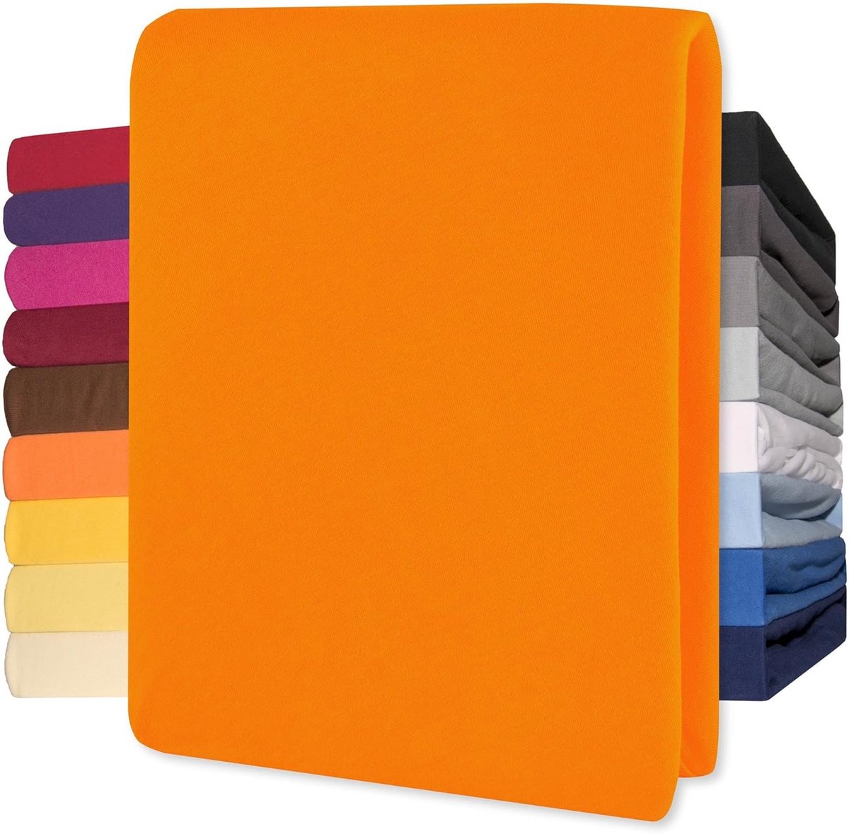 Lucina Hoeslaken Jersey Katoen Stretch 30cm Hoge Hoek - oranje 180x200cm - 200x200cm