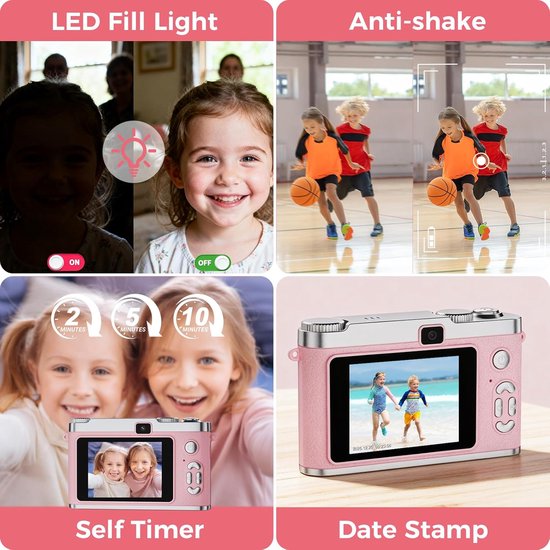Extreme Draagbare Duimcamera – Kleine Kinder Camera Met Volledige HD Video – Robuuste ABS-behuizing – Valbestendig – Lange Batterijduur – Retro 90s Stijl – Ideaal Voor Buitenavonturen & Familiefoto’s – Roze/blauw/geel