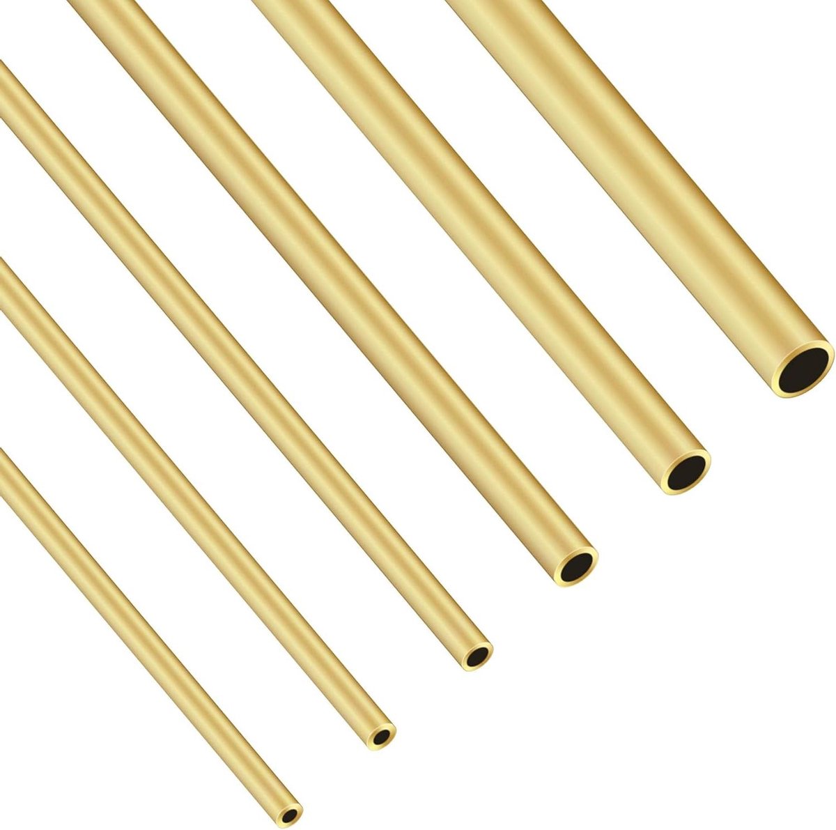 Cosensi - Messing ronde buis set 6 stuks 3 mm 3,5 mm 4 mm 5 mm 6 mm 8 mm OD x 0,75 mm wanddikte 300 mm lengte voor DIY ambachten