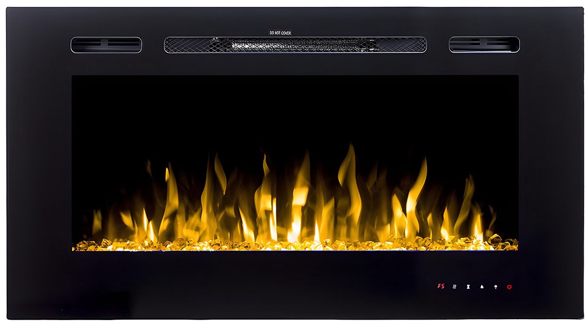 Vente-unique Elektrische sfeerhaard CALBUCO - L101,6 x D14 x H54,4 cm - Zwart L 101.6 cm x H 54.4 cm x D 14 cm