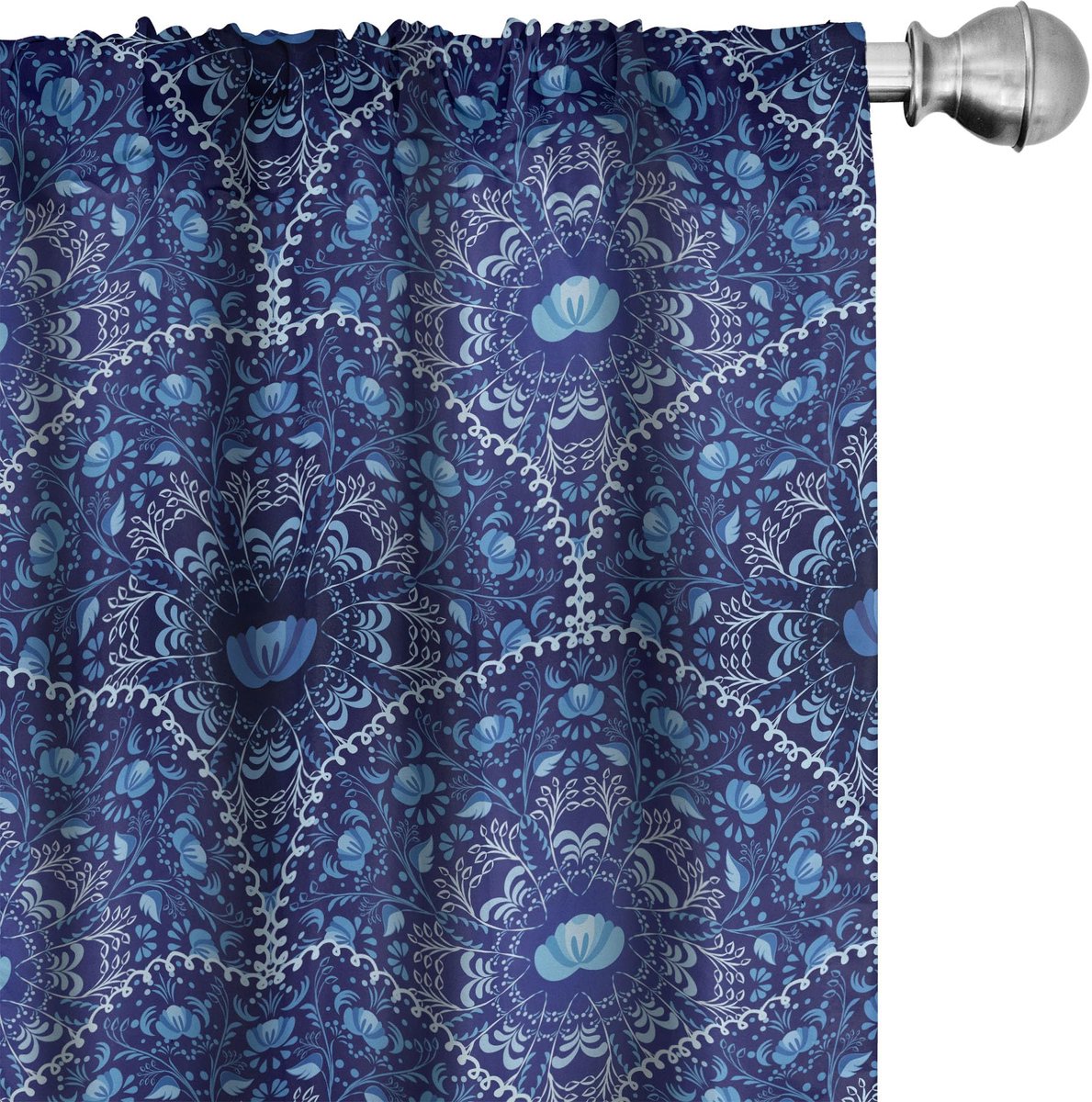 ABAKUHAUS 2x75x225 cm Gordijnen – Microfaser, Halfdonker, Paisley Marineblauw