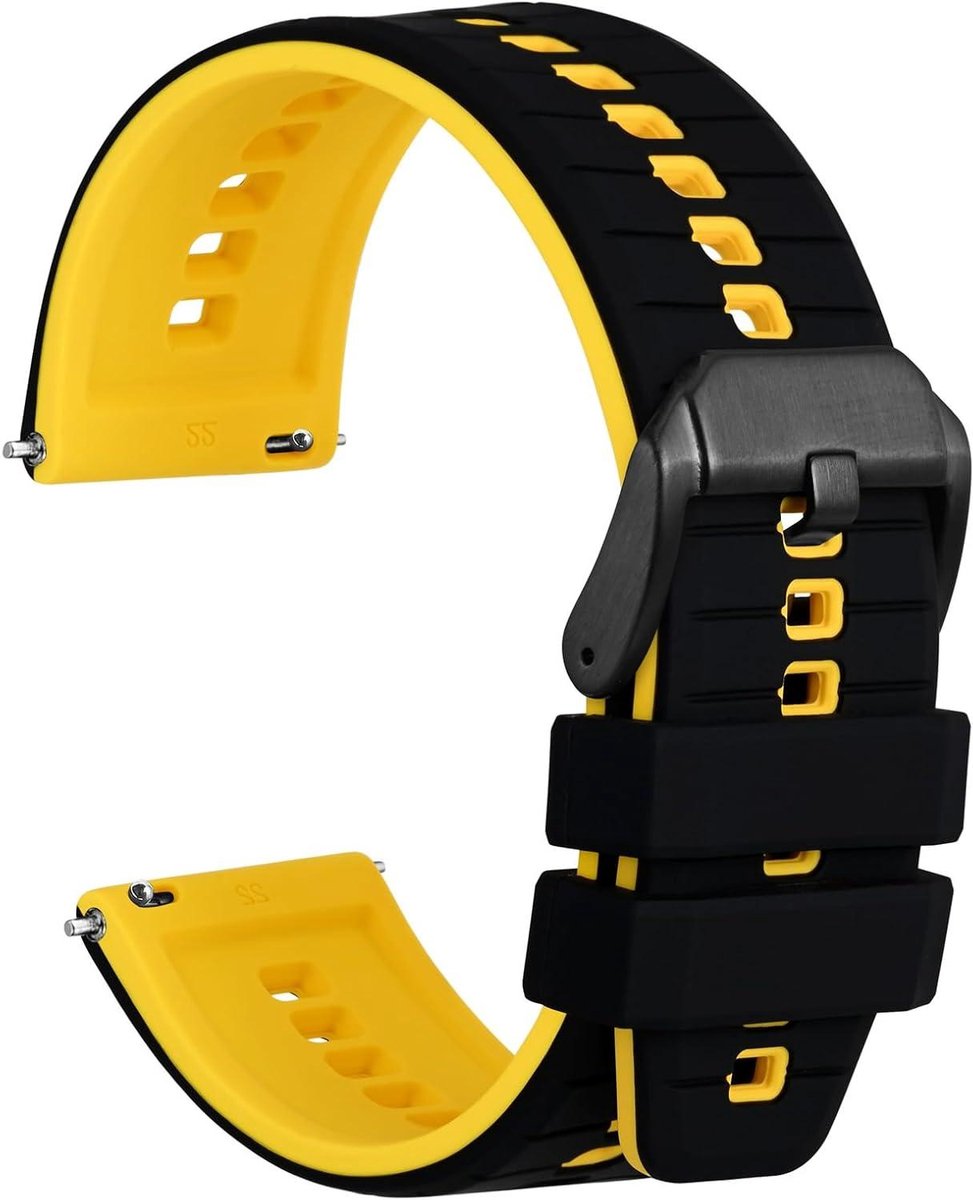 Cosensi - Horlogebanden van 18 mm, 20 mm en 22 mm met snelsluiting, rubberen band voor dames en heren in diverse kleuren.