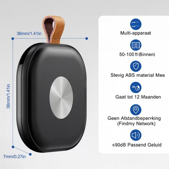 Locatie Tracker - GPS Tracker - GPS Volgsysteem - Bluetooth Tracker - Real-time Tracking - Smart Tag – Key Finder - Koffer Tracker - Bagage Tracker - Werkt met Apple Find My App - Zwart