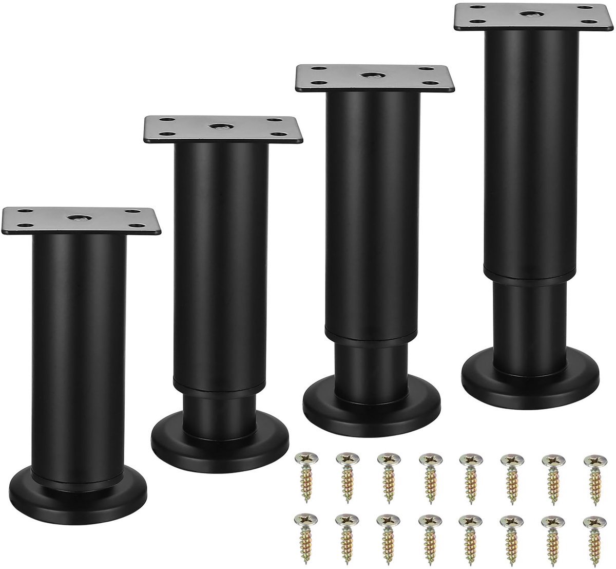 Stunq® 4 Verstelbare Meubelpoten, Zwart - 120-180mm