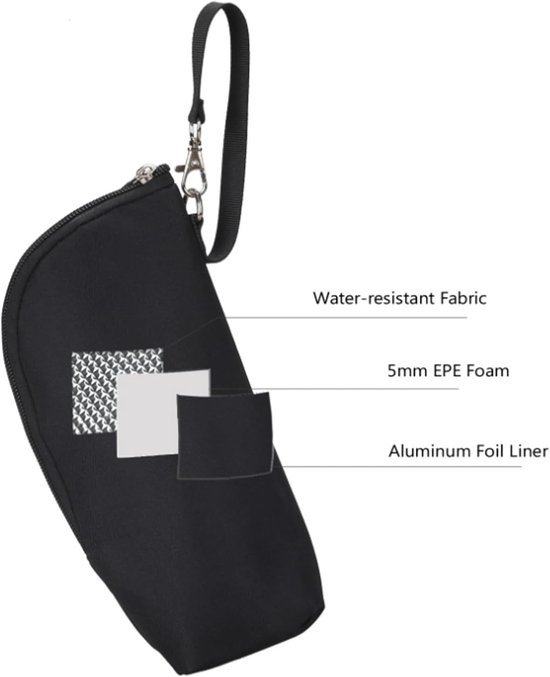 2 Stuks - Melkfles Warmhouder - Melkfles Tas - Thermotas - Isolatietas voor Babyfles - Draagbare Moedermelk Opslag - Fles Warmer Onderweg - 8x7x22 cm - Zwart — afbeelding 4