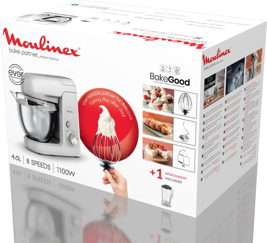 Moulinex Bake Partner QA521B25 - Keukenrobot - Blender inclusief - Grote kom 4,6 L - 8 snelheden + Pulsfunctie - 1100 W krachtige motor - Multifunctionele keukenmixer van Merkloos — afbeelding 3