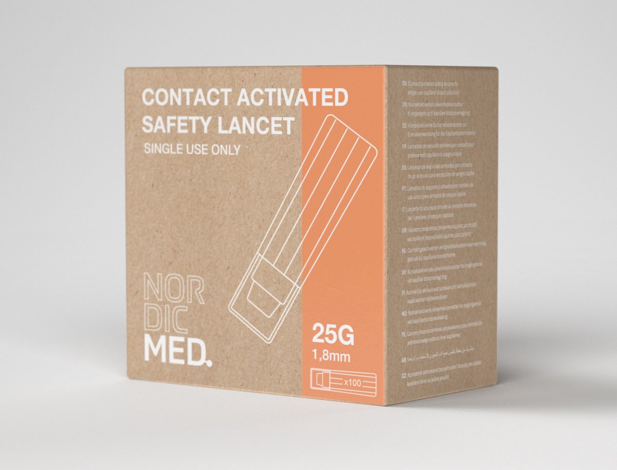 NordicMed Contact-Geactiveerde Veiligheidslancet 25G x 1,8 mm – comfortabel & betrouwbaar