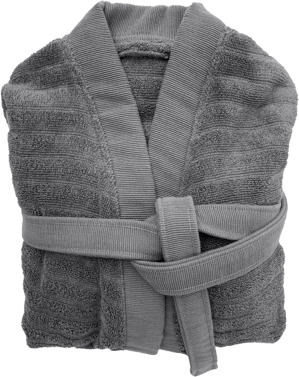 Heckettlane Badjas Katoen Prestige - Classic Anthracite - Maat XXL - Badjas 100% Katoen - Badjas / Kamerjas Dames - Badjas / Kamerjas Heren