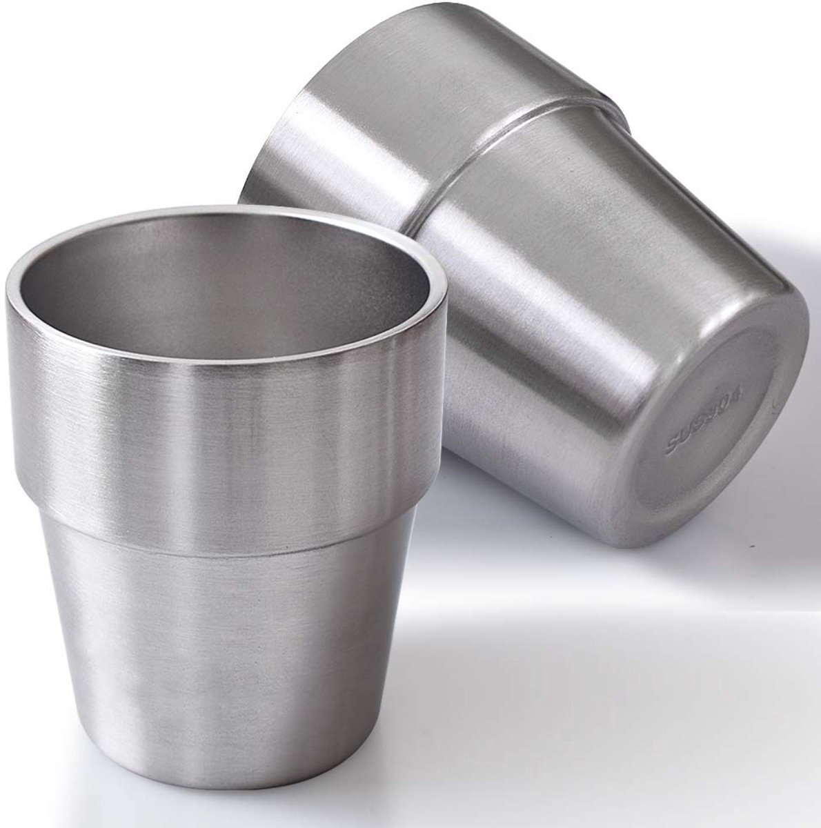 Stunq® Roestvrijstalen Drinkbeker Set - 2 Stuks, 284ml, Dubbelwandig, Zilverkleurig