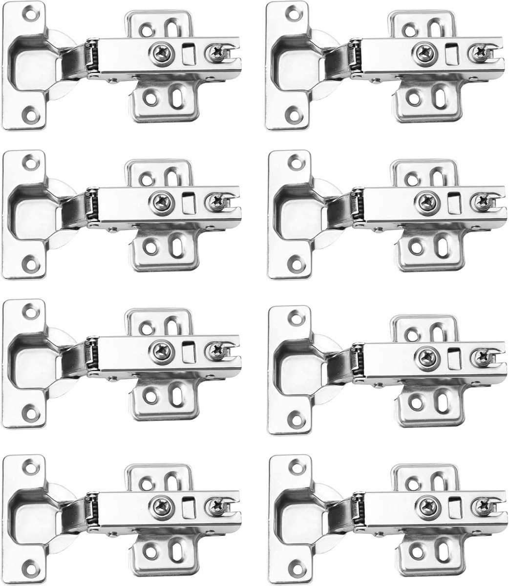 Stunq® Set van 8 Stuks Hydraulische Scharnieren met Zachte Sluiting – Voor Meubels en Kastdeuren