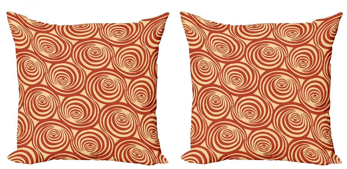 ABAKUHAUS Retro Kussenhoes – 2x40x40 cm – Dubbelzijdig bedrukt – Roest Rust